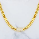 8MM GOLD CUBAN LINK CHAIN WITH MOISSANITE CLASP