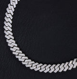 15mm White Gold S-Link Cuban Chain Crafted in Moissanite + S925