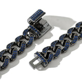12mm Blue Diamond Prong Cuban Bracelet