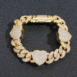 Triplex Hearts Cuban Bracelet
