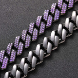 15mm Purple Diamond Prong Cuban Bracelet