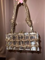 Crystal Elegance Silver Knot Bag