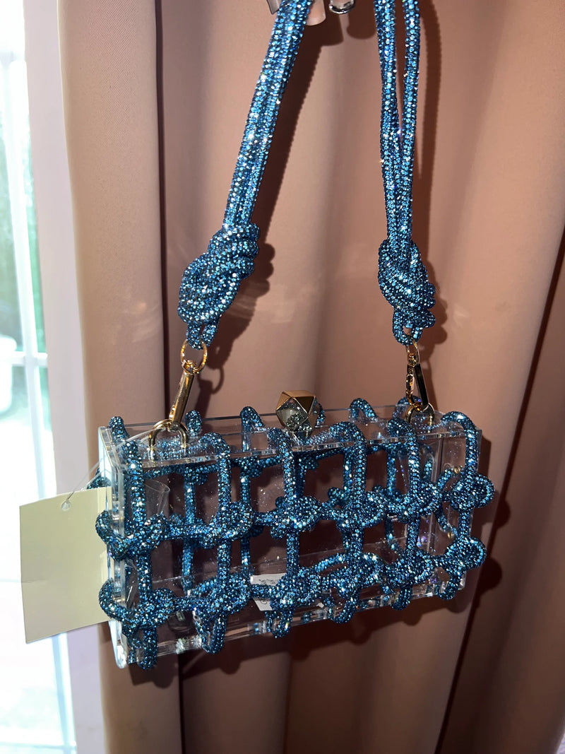 Crystal Elegance Silver Knot Bag