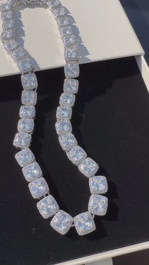 Princess Diamond Silver Necklace 2 Version