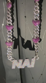 Pink Diamond Heartbeat Personalized Necklace