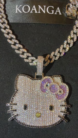 Iced out hello kitty Pendant With Chain