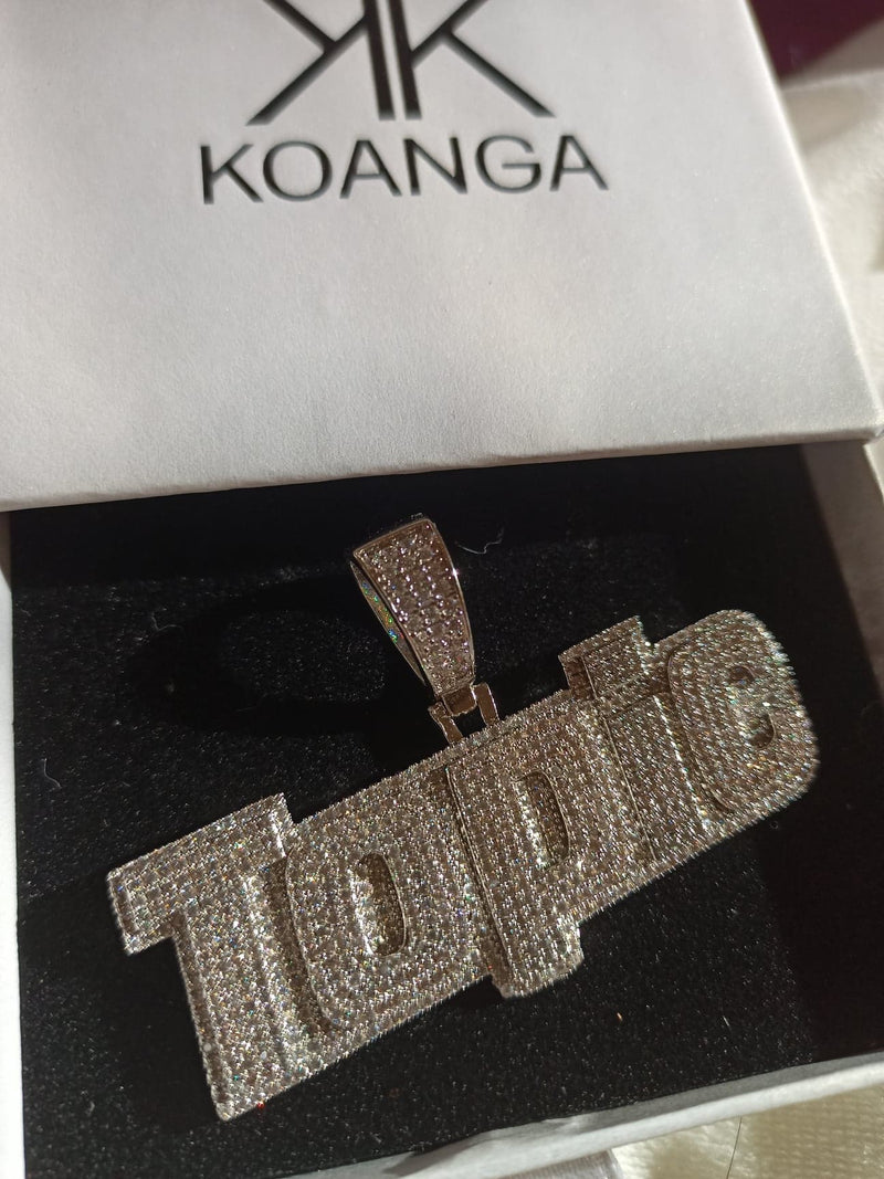 ICED OUT CUSTOM NAME WITH CUBAN CHAIN OR CLUSTER CHAIN - Koanga
