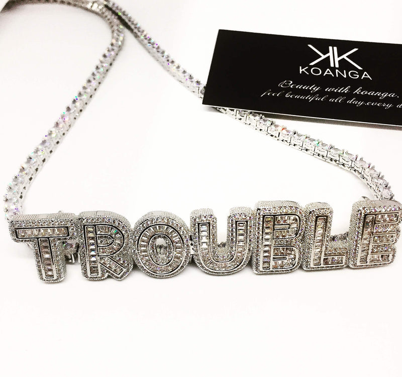 Customized Baguette Letter With Tennis Chain - Koanga