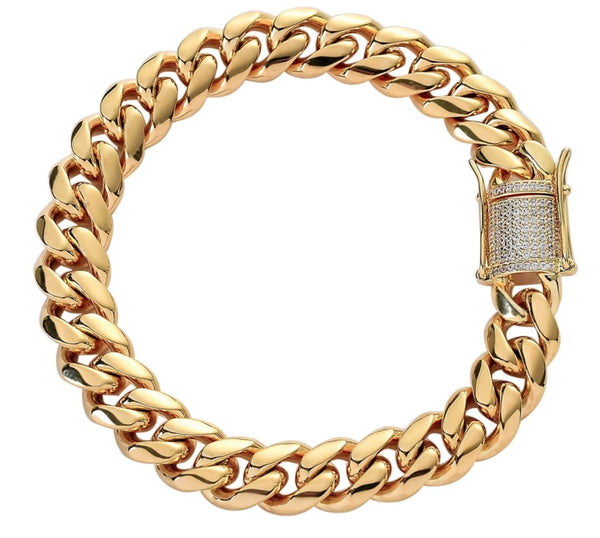 Premium Hand Polished Stainless Steel Gold Cuban Bracelet - Koanga