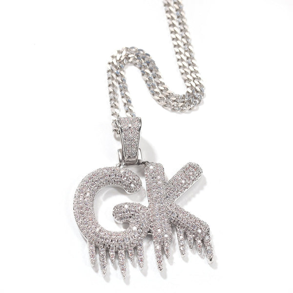 Simulated Diamond Capital Drip Letters Custom Necklace - Koanga