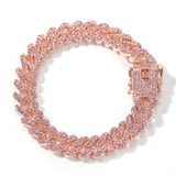 Pink 12mm Cuban Chain Bracelet - Koanga