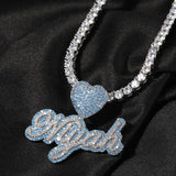 Customized Icy Blue Heart Necklace - Koanga