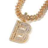 Initial Letters with Custom Mini Name Necklace ( 14mm Cuban chain or 9mm mini cuban chain or Tennis Chain)