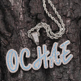 Customized Blue Pendant With Cuban Chain or Rope Chain - Koanga