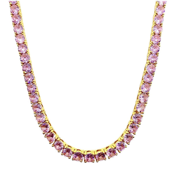 4mm Iced Out Pink Tennis Chain - Koanga